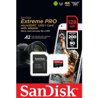 Thẻ nhớ SanDisk Extreme Pro microSDXC 128GB, V30, U3, C10, A2, UHS-I, 200MB/s R, 90MB/s W