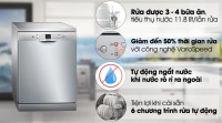 MÁY RỬA BÁT BOSCH HMM.SMS63L08EA SERI 6, 12 BỘ ĐỒ ĂN CHÂU ÂU, 6 CHƯƠNG TRÌNH RỬA